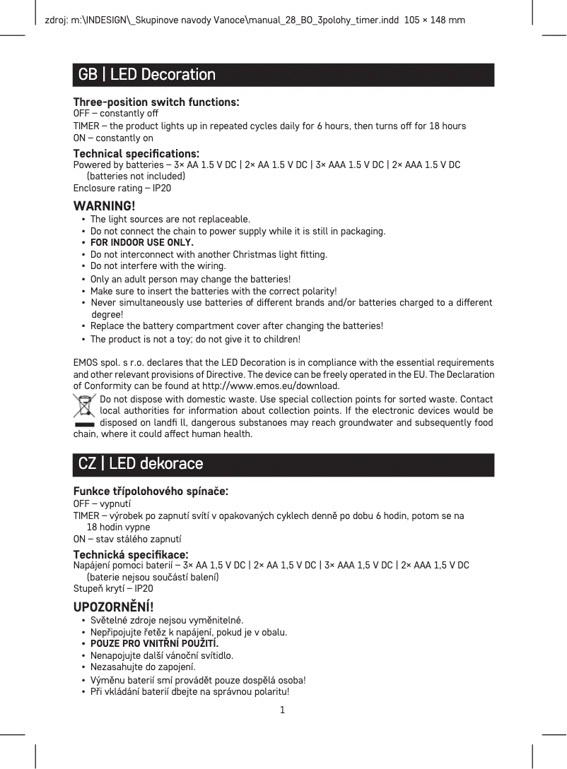 Page 1 de la notice Manuel utilisateur Emos DCLW05