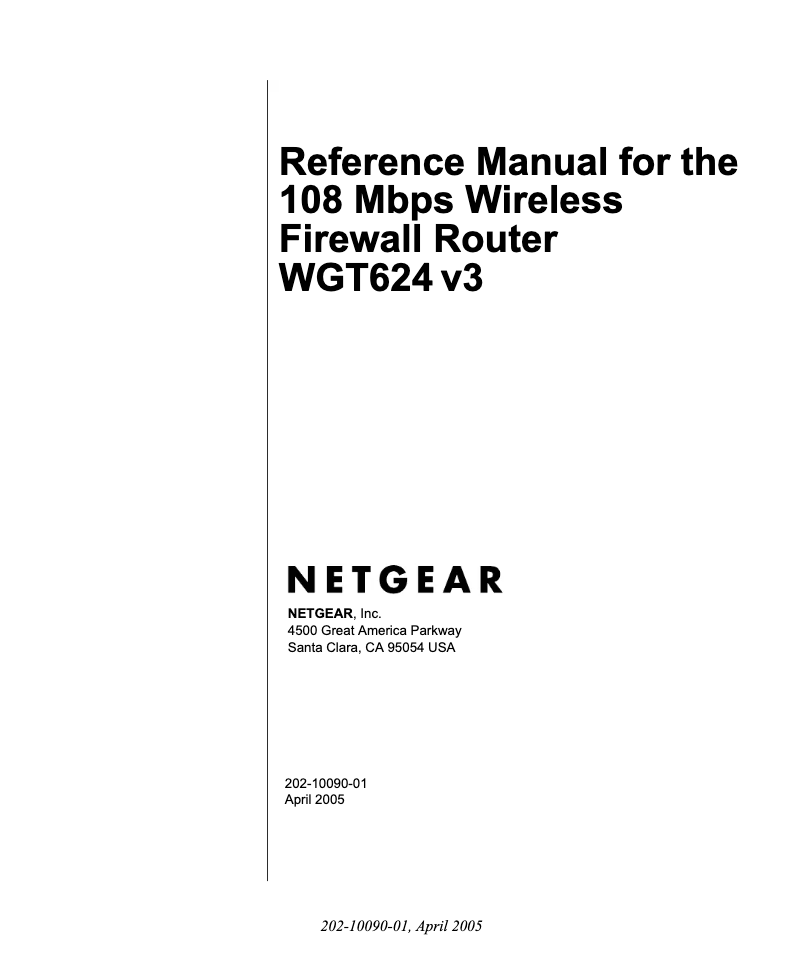 Page 1 de la notice Manuel utilisateur Netgear WGT624 v3