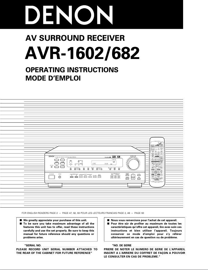 Image de la première page du manuel de l'appareil AVR-682