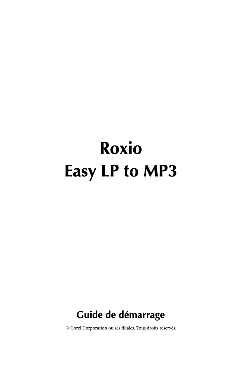 Image de la première page du manuel de l'appareil Roxio easy LP to MP3