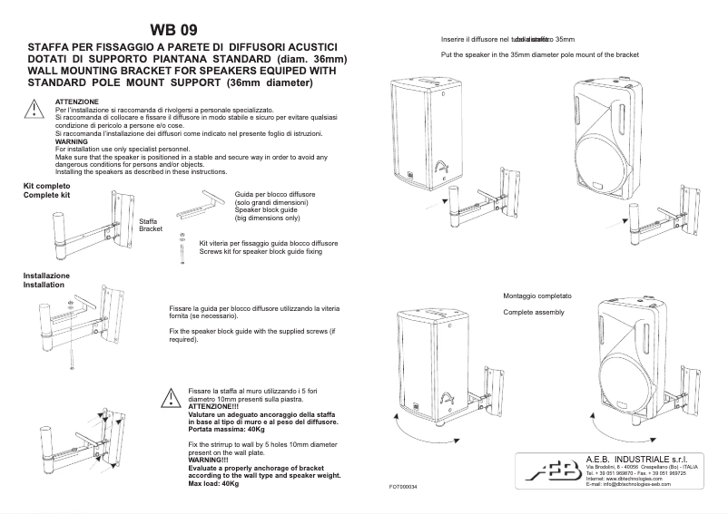 Page n°1 - Manuel utilisateur DB Technologies WB 09