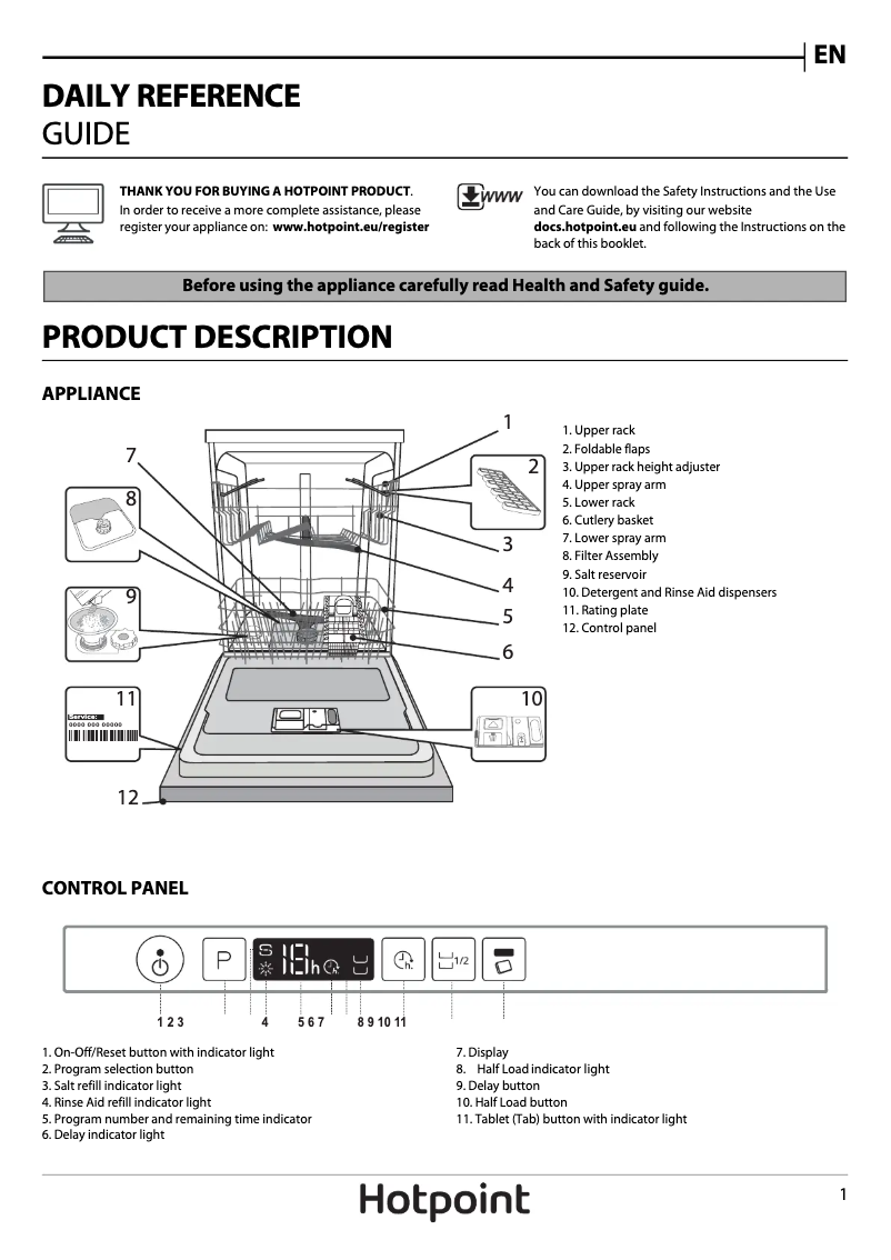 Page n°1 - Manuel utilisateur Hotpoint HIC 3B+26 UK