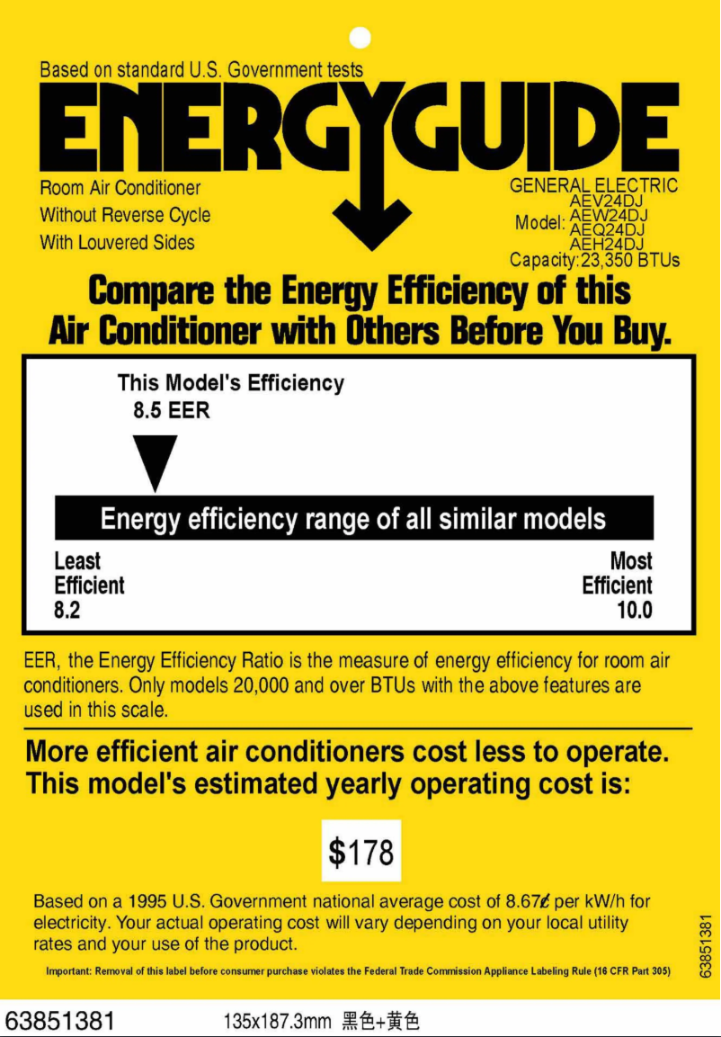Page n°1 - Label énergétique GE AEQ24DJ