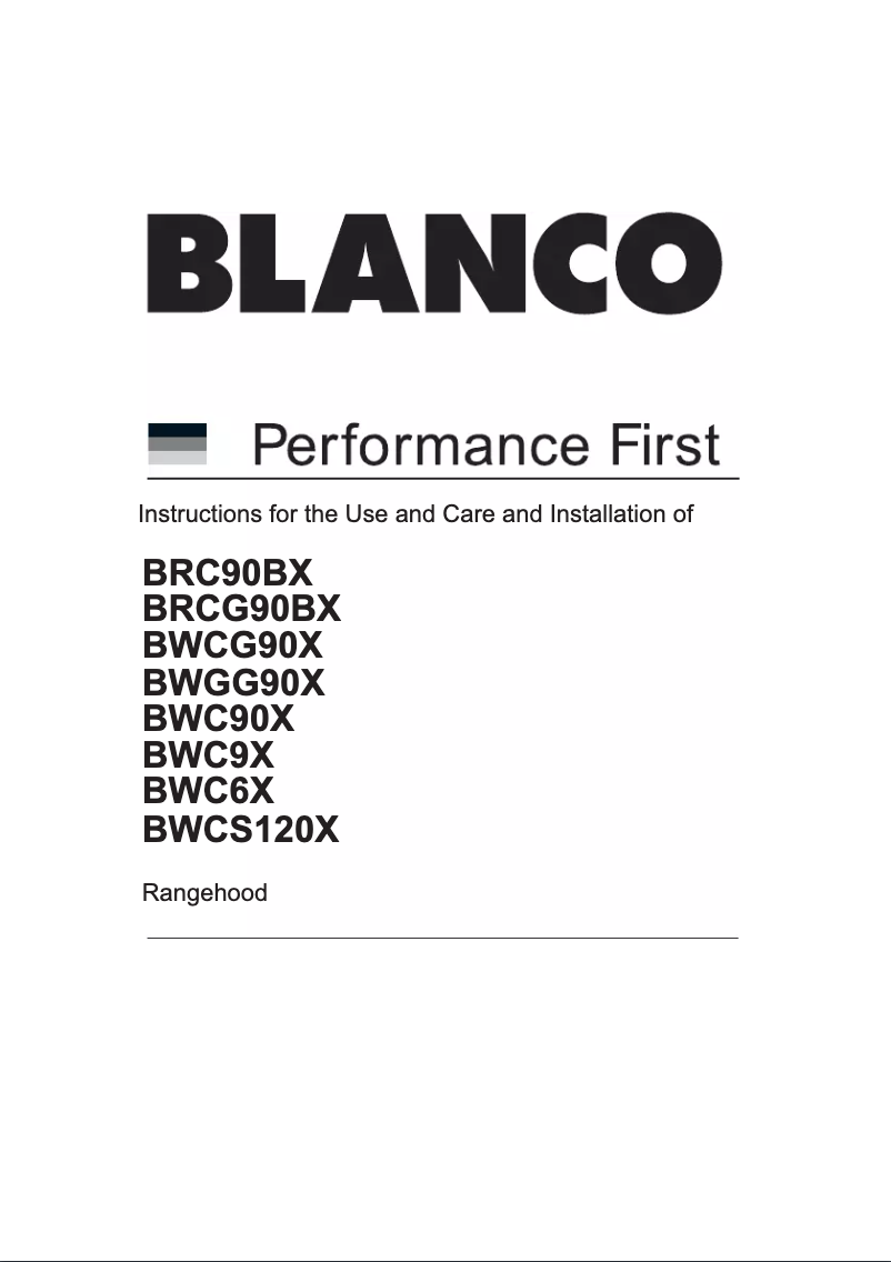Page n°1 - Manuel utilisateur BLANCO BWCG90X