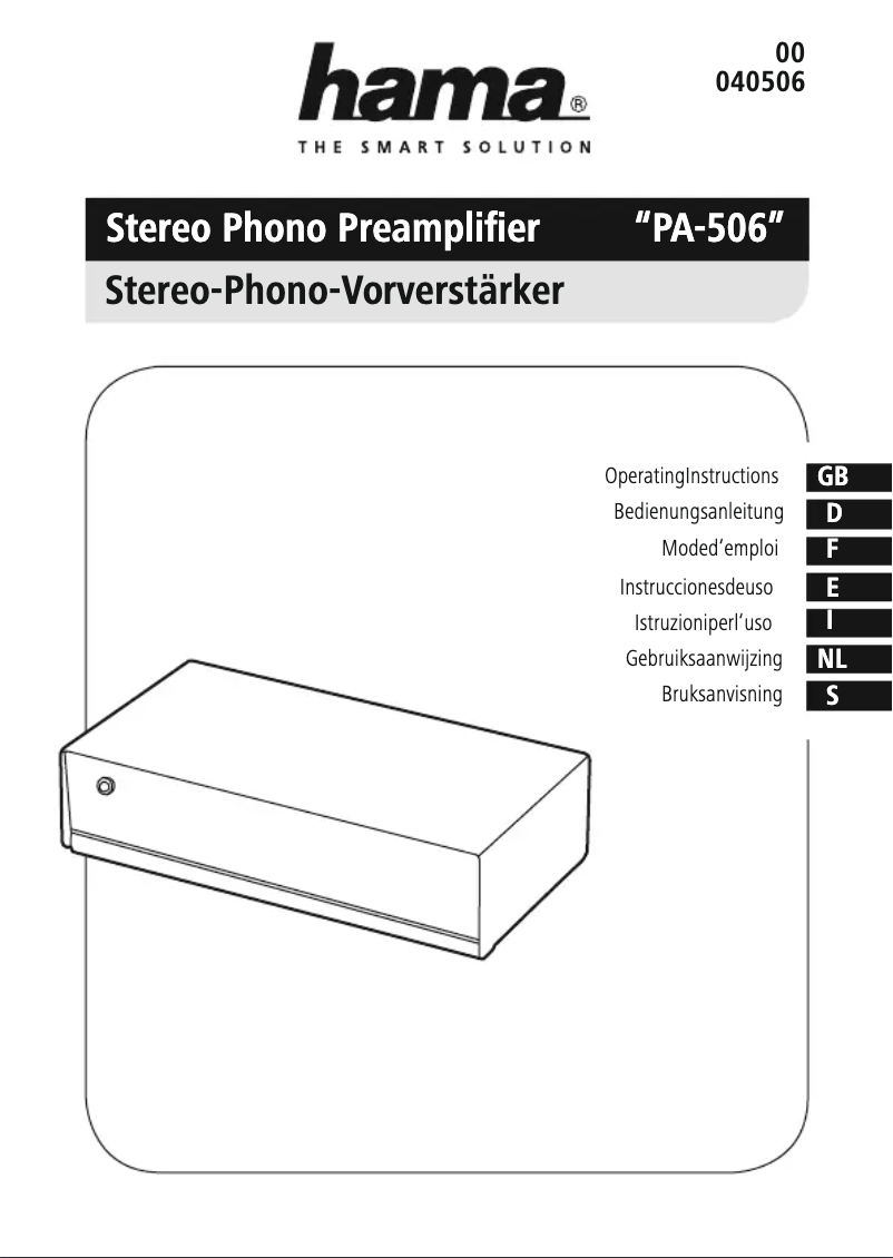 Page n°1 - Manuel utilisateur Hama PA-506