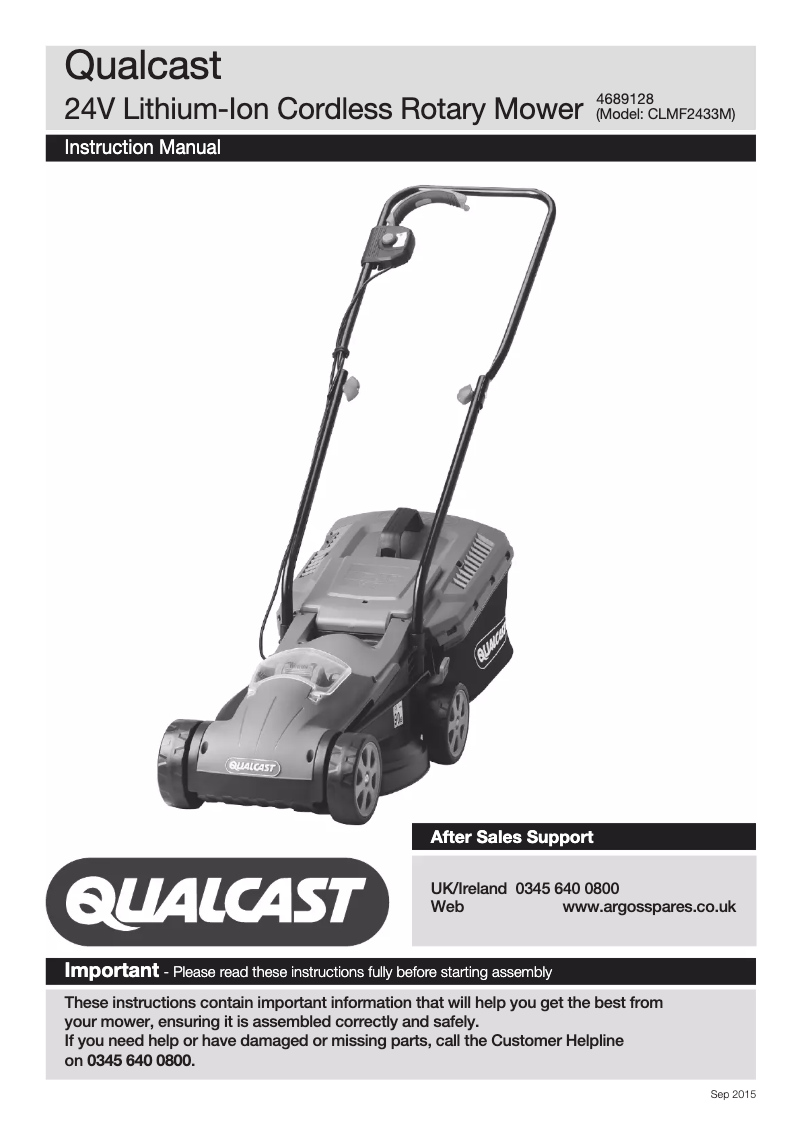 Page n°1 - Manuel utilisateur Qualcast CLMF2433M