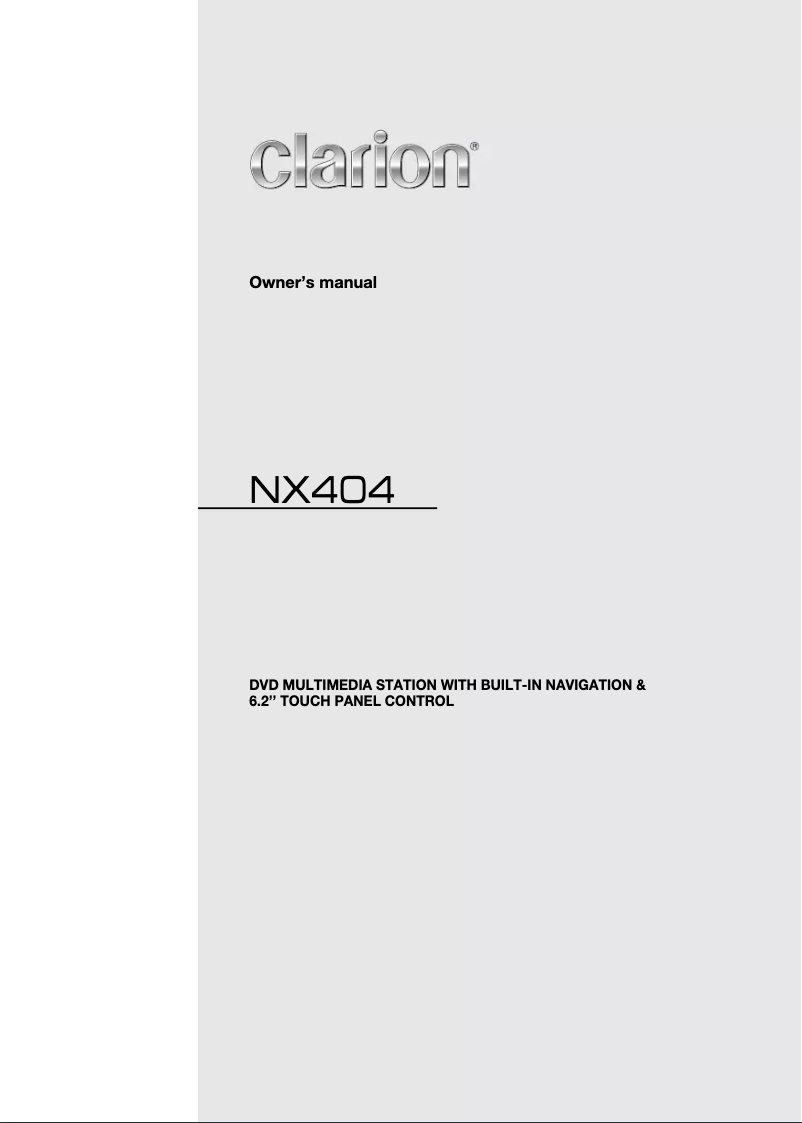 Page 1 de la notice Manuel utilisateur Clarion NX404