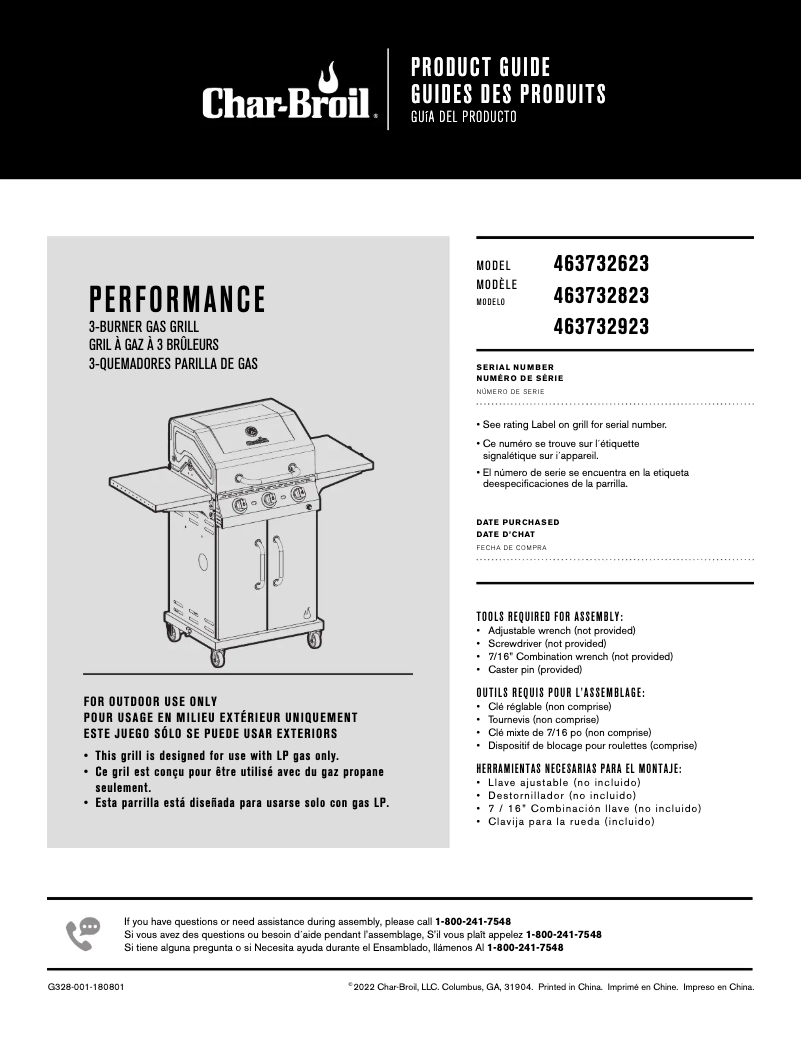 Page 1 de la notice Manuel utilisateur Char-Broil Performance 463732623