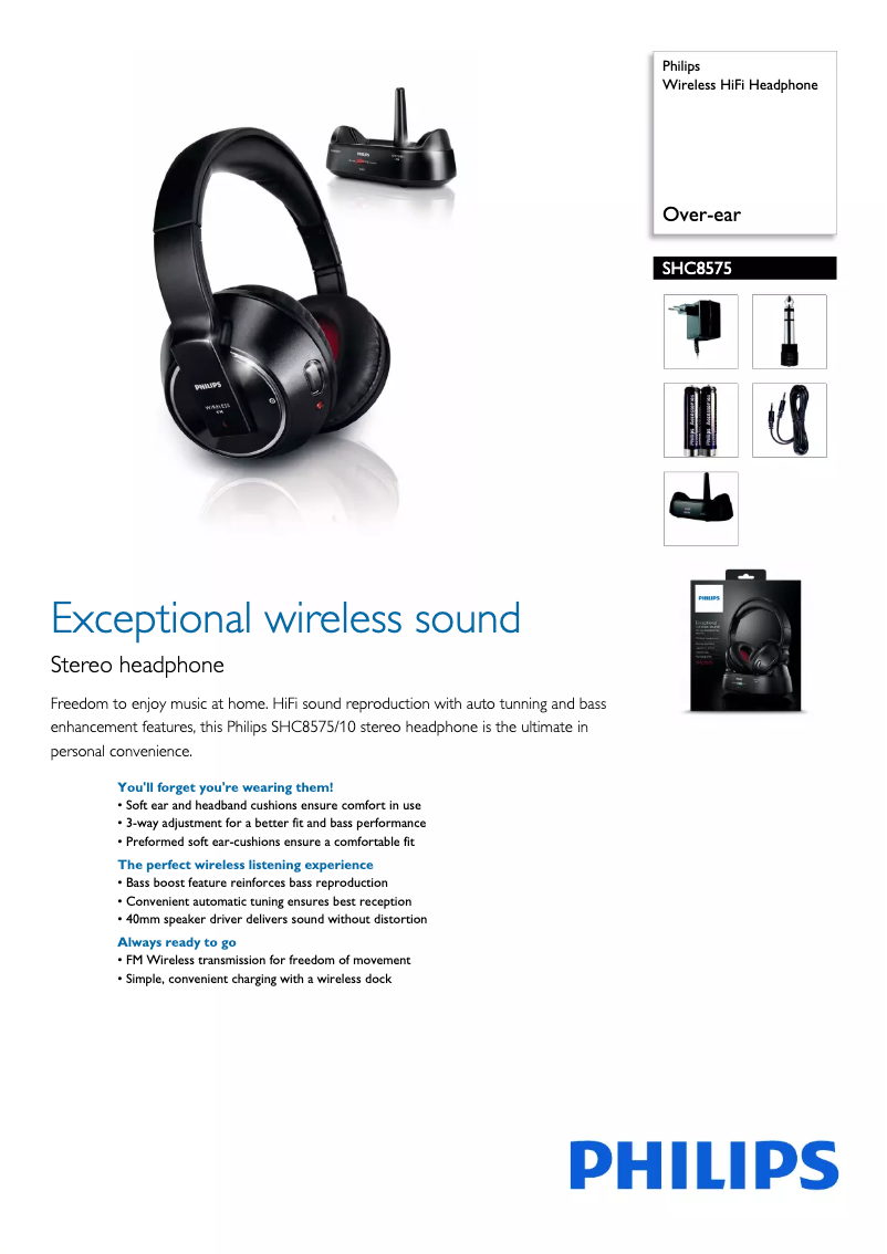 Page 1 de la notice Brochure Philips SHC8575