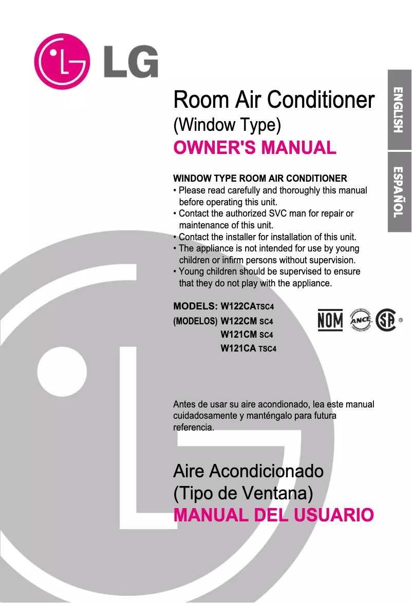 Page 1 de la notice Manuel utilisateur LG TWC123CBAA4