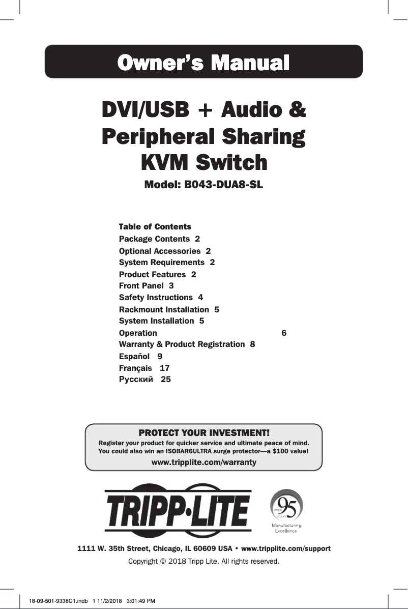 Page 1 de la notice Manuel utilisateur Tripp Lite B043-DUA8-SL
