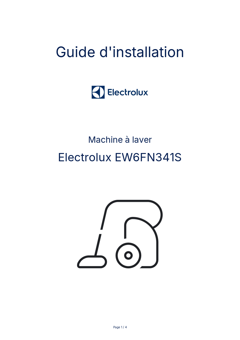 Page n°1 - Guide d'installation Electrolux EW6FN341S