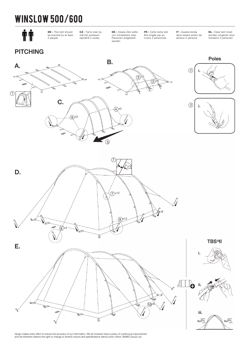 Page 1 de la notice Manuel utilisateur Vango Winslow 500