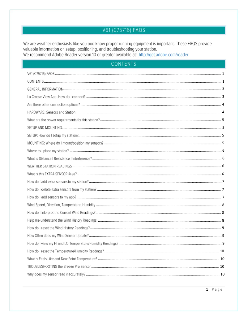 Page n°1 - FAQ La Crosse Technology C75716