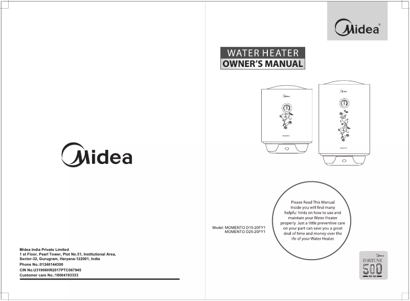 Page 1 de la notice Manuel utilisateur Midea D15-20FY1