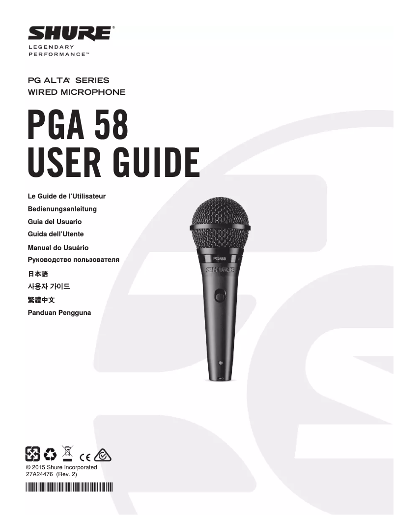 Página 1 del manual Manual de usuario Shure PGA58