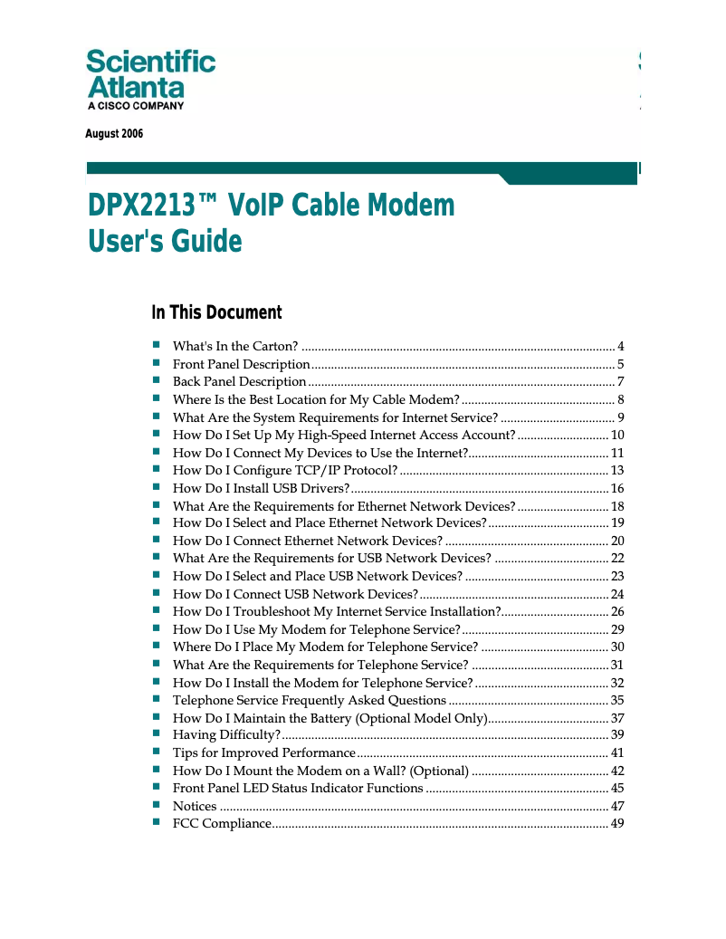 Page n°1 - Manuel utilisateur Cisco DPX2213