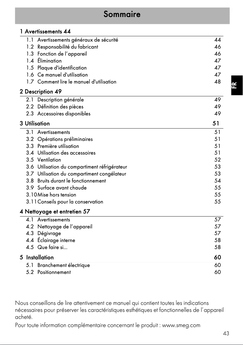 Page n°1 - Mode d'emploi Smeg FAB30LPK3