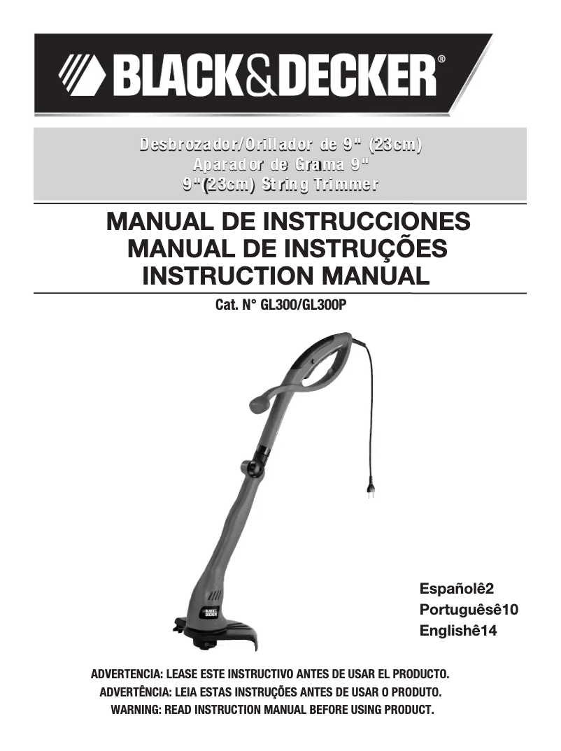 Page n°1 - Manuel utilisateur Black & Decker GL300T