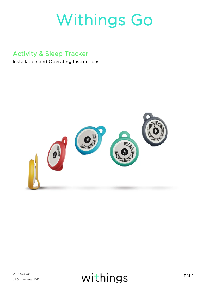 Page 1 de la notice Manuel utilisateur Withings Go