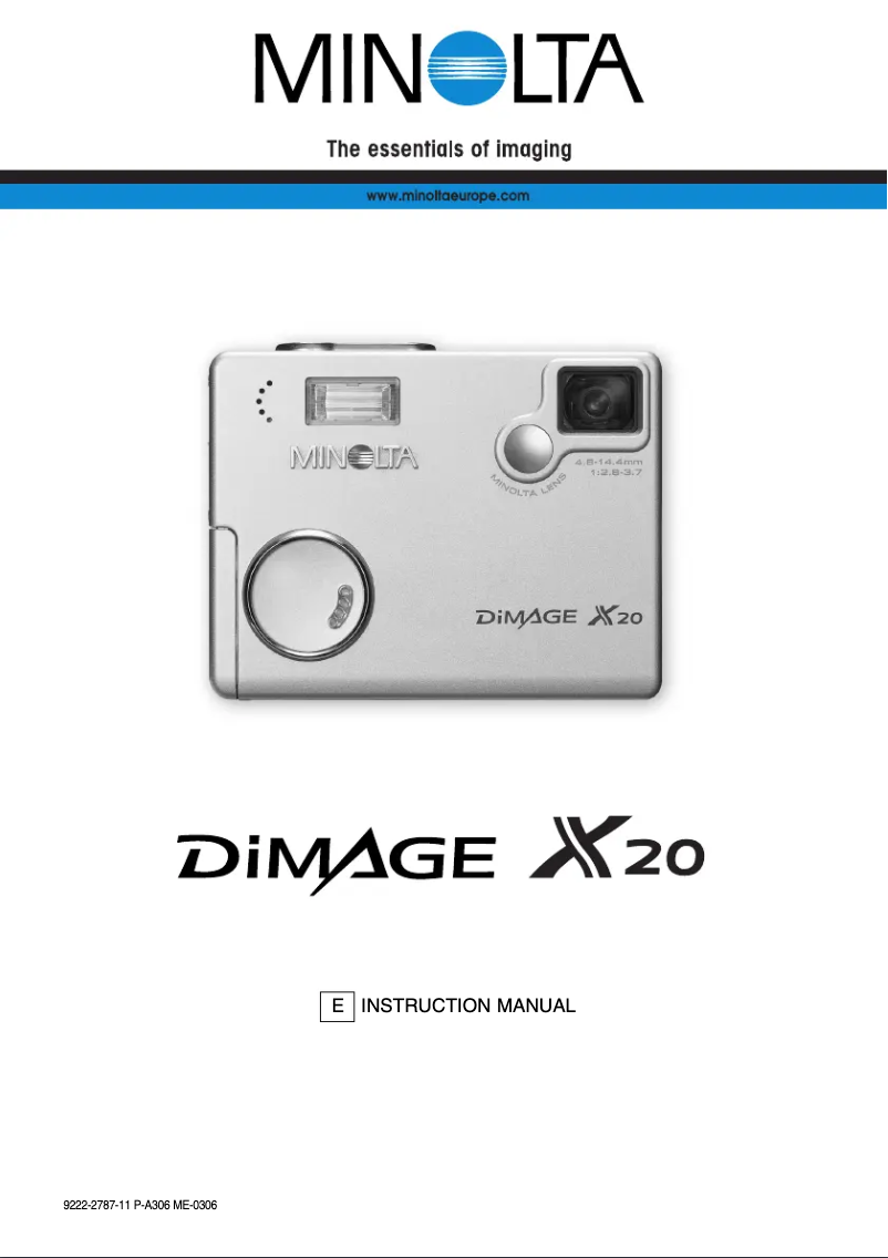 Image de la première page du manuel de l'appareil Dimage X20