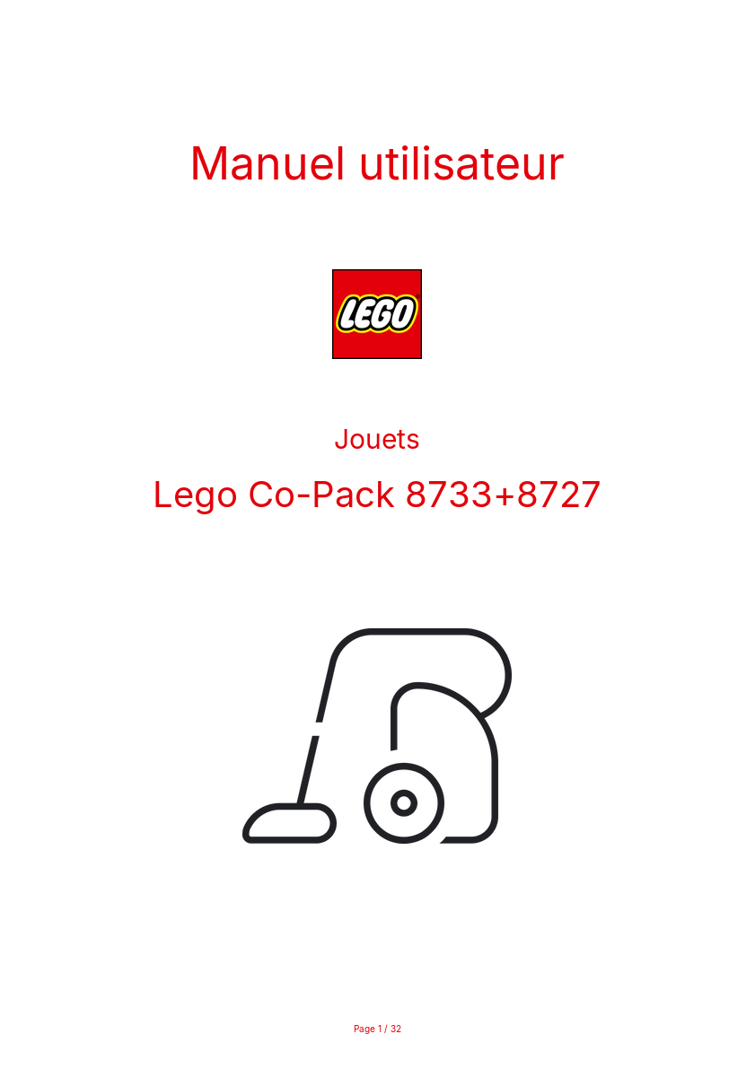 Image de la première page du manuel de l'appareil Co-Pack 8733+8727