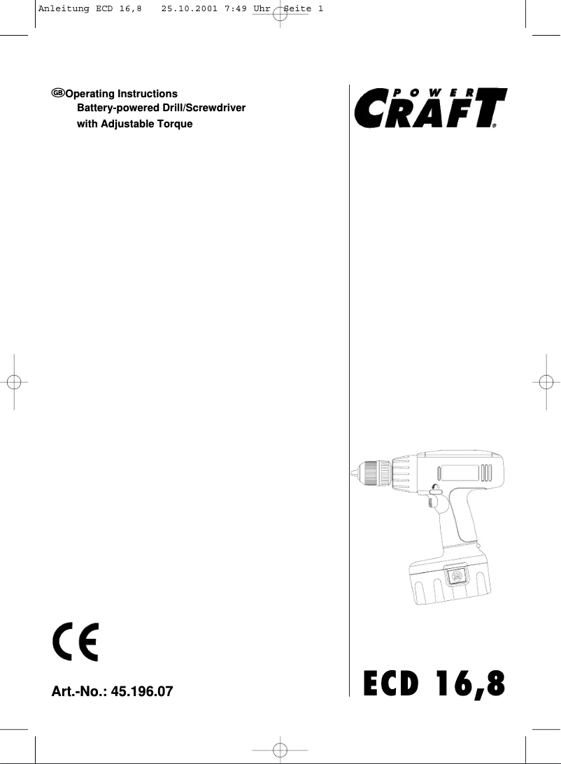 Página 1 del manual Manual de usuario Power Craft ECD 16,8