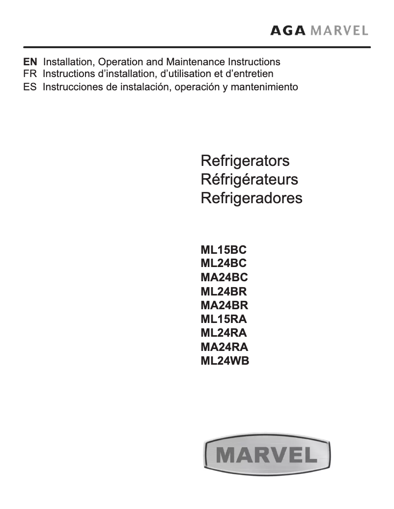 Image de la première page du manuel de l'appareil ML24RAS1LS