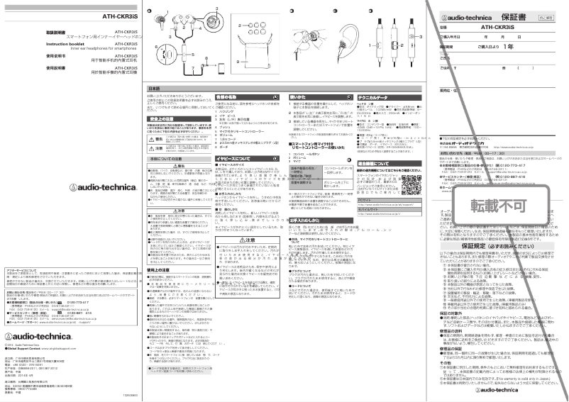 Image de la première page du manuel de l'appareil ATH-CKR3iS