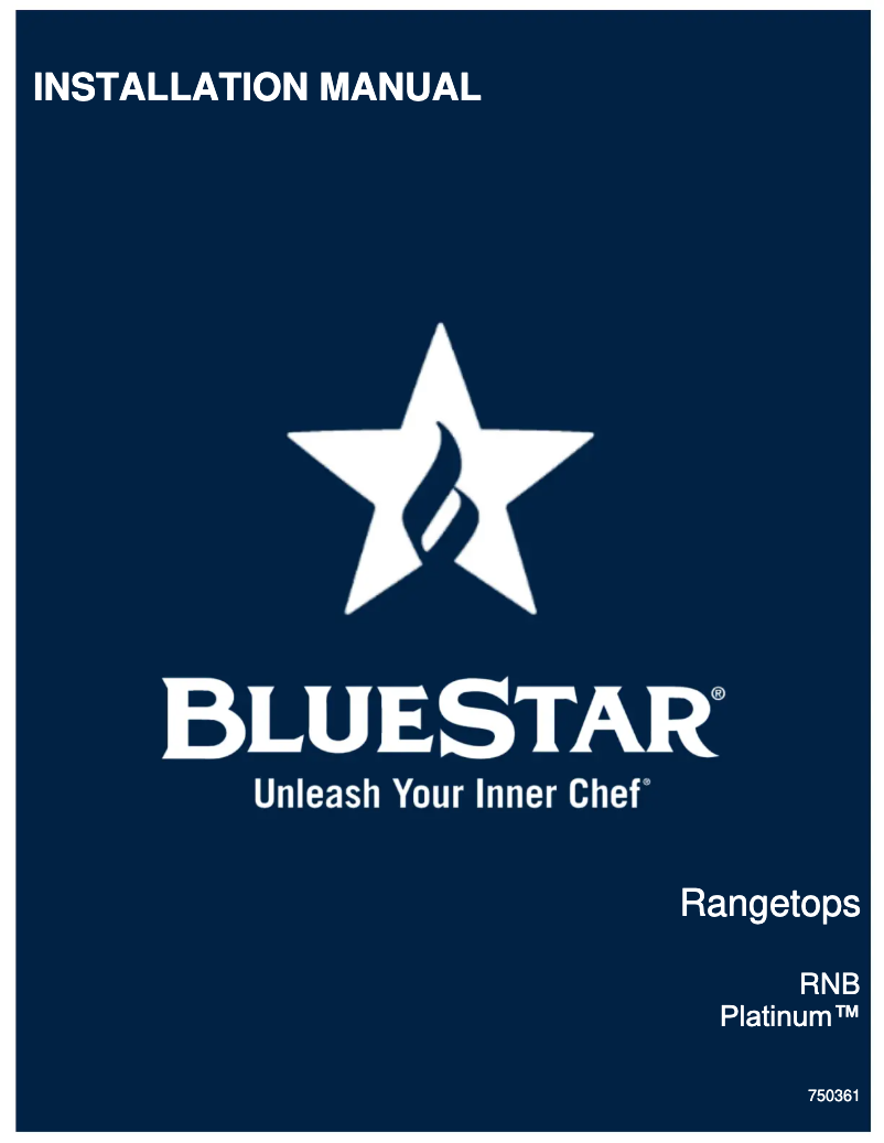 Page 1 de la notice Guide d'installation BlueStar RGTNB608GV2