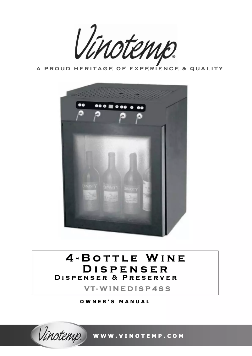 Page n°1 - Manuel utilisateur Vinotemp VT-WINEDISP4