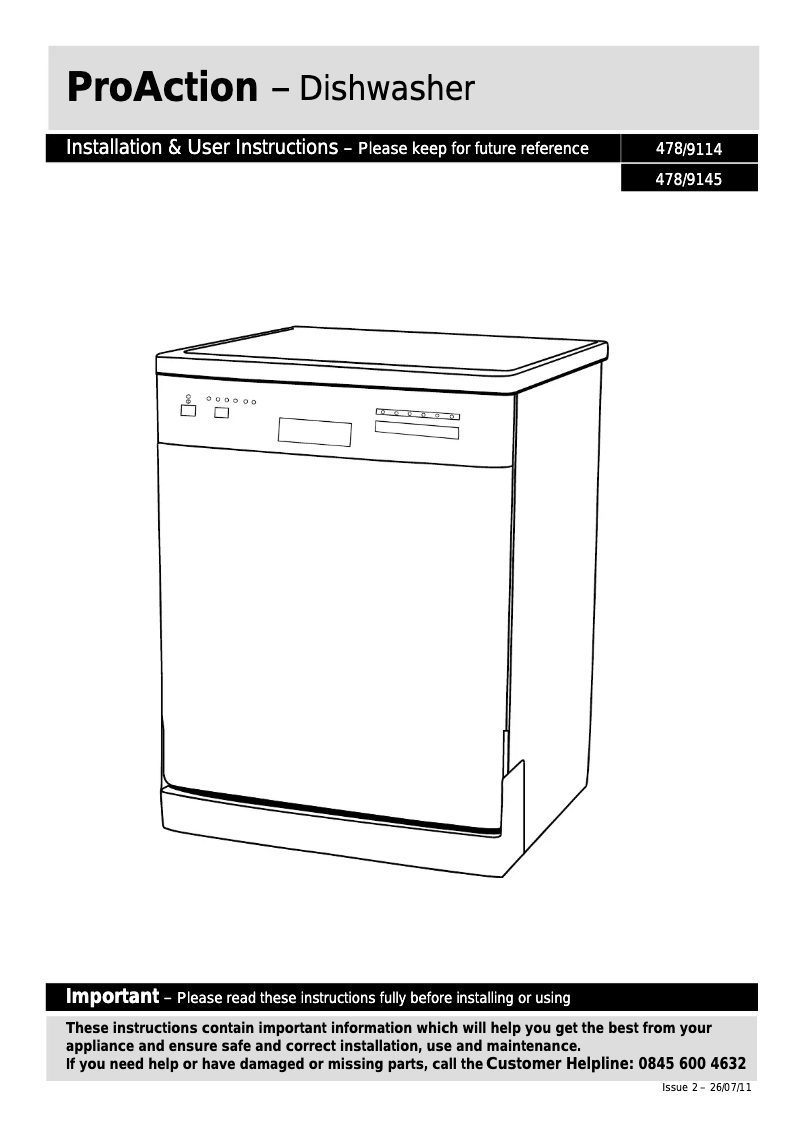 Page n°1 - Manuel utilisateur ProAction 478/9145