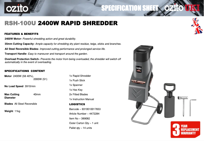 Image de la première page du manuel de l'appareil RSH-100U