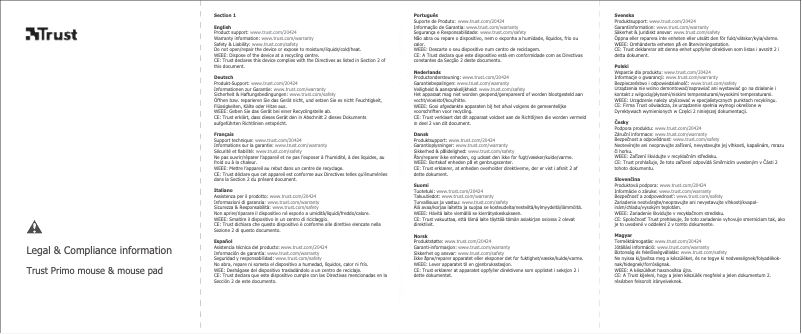 Page 1 de la notice Manuel utilisateur Trust 17405 Primo