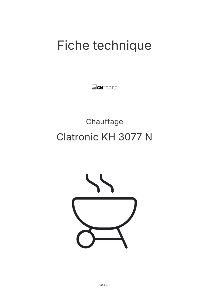 Page n°1 - Fiche technique Clatronic KH 3077 N