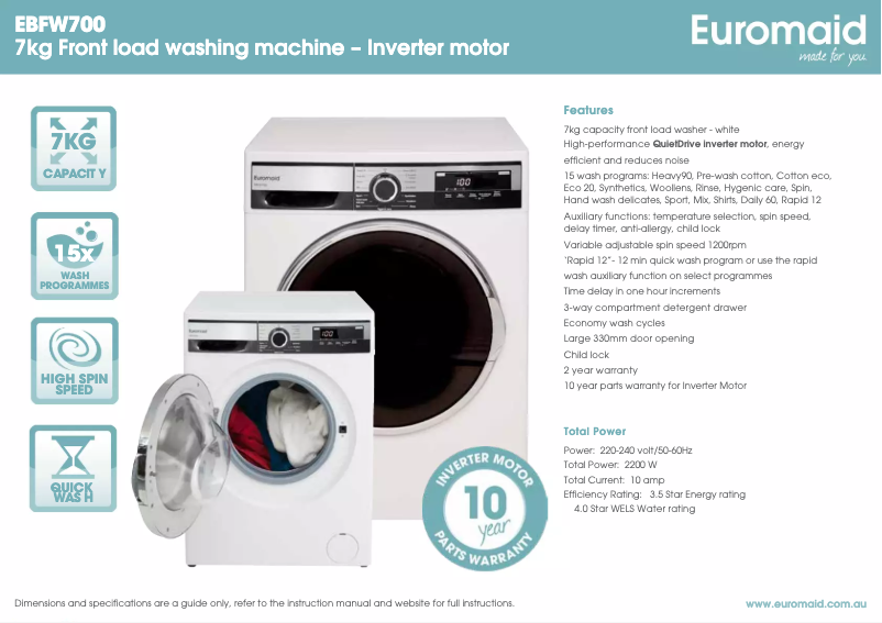 Image de la première page du manuel de l'appareil EBFW700