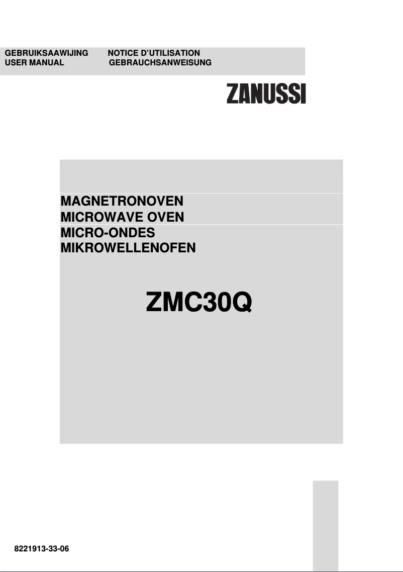 Page 1 de la notice Manuel utilisateur Zanussi ZMC 30 QA