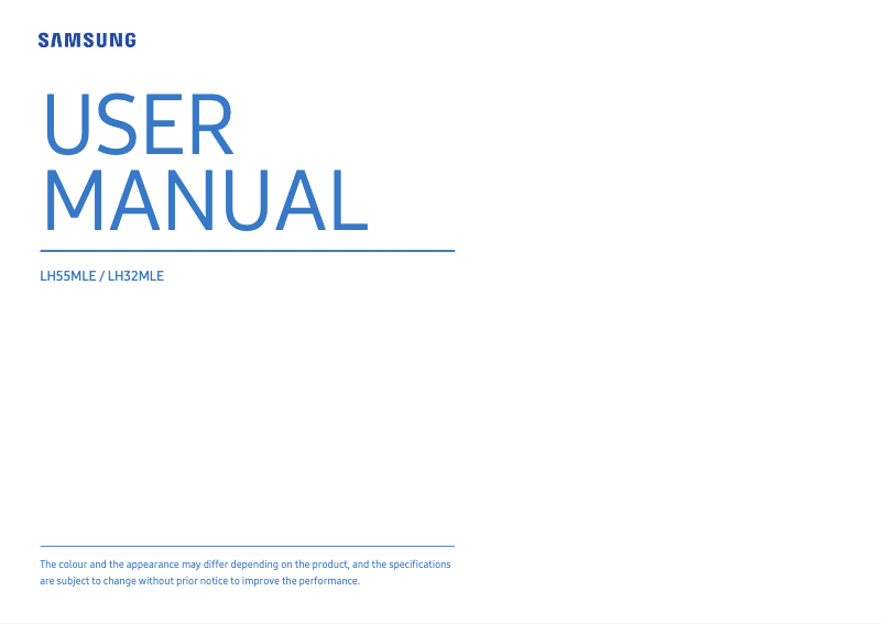 Page 1 de la notice Manuel utilisateur Samsung LH55MLE