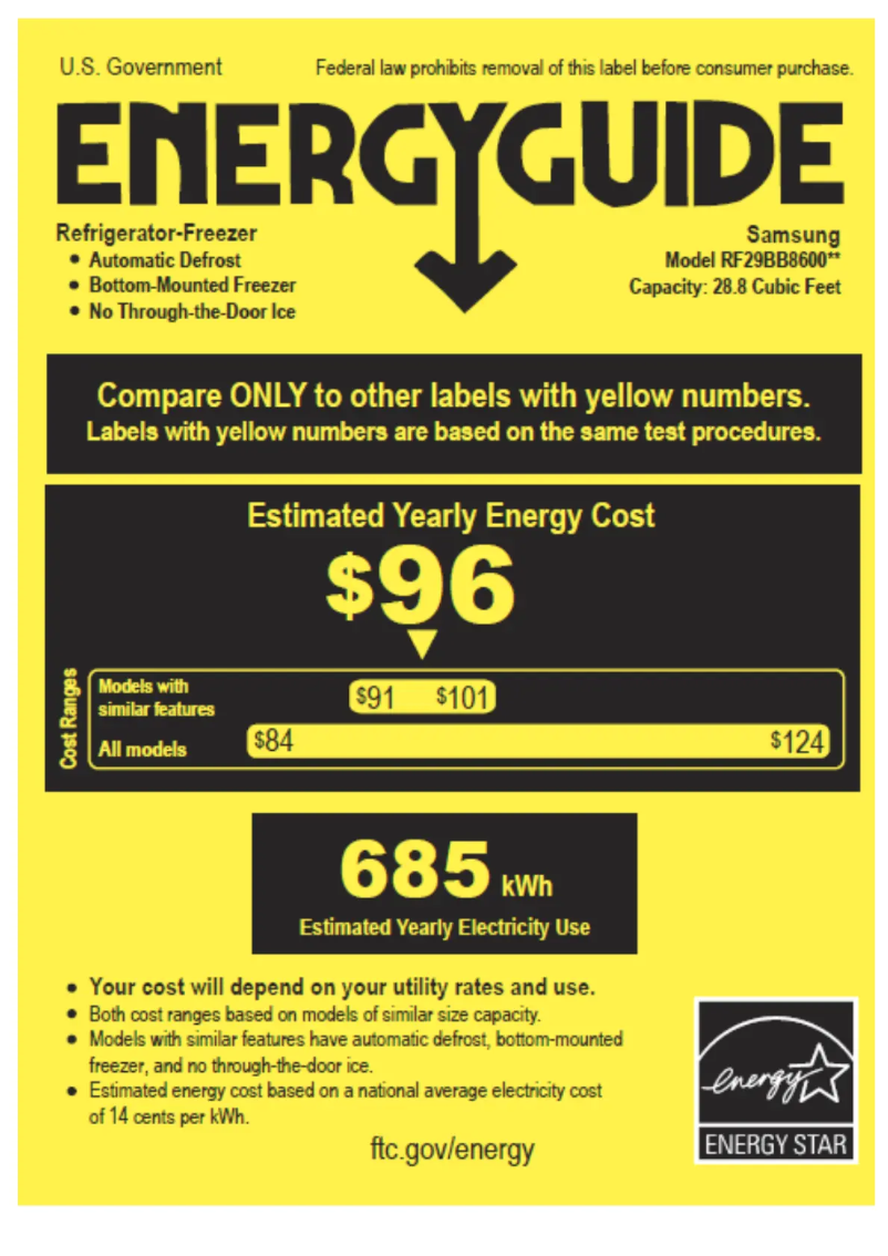 Page 1 de la notice Label énergétique Samsung RF29BB8600AP