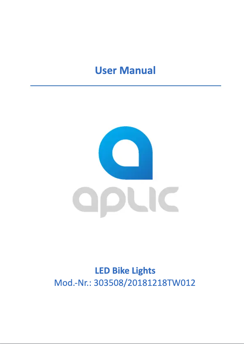 Page n°1 - Manuel utilisateur Aplic 303508