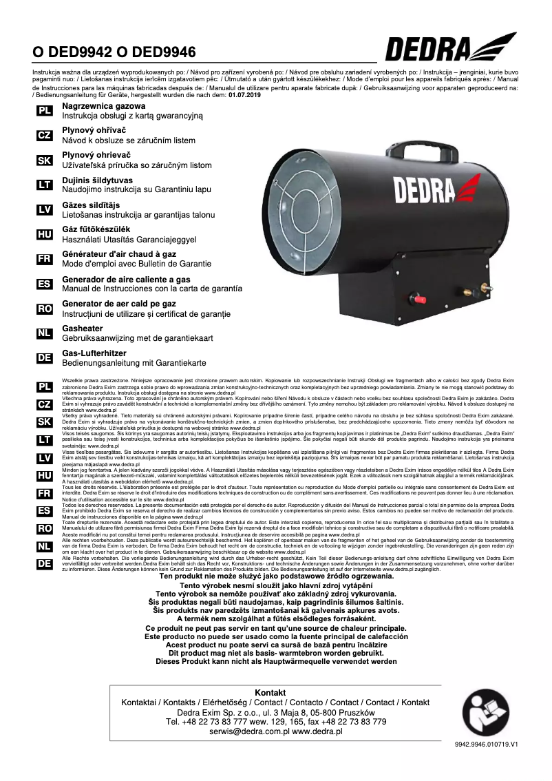 Page 1 de la notice Manuel utilisateur DEDRA DED9946