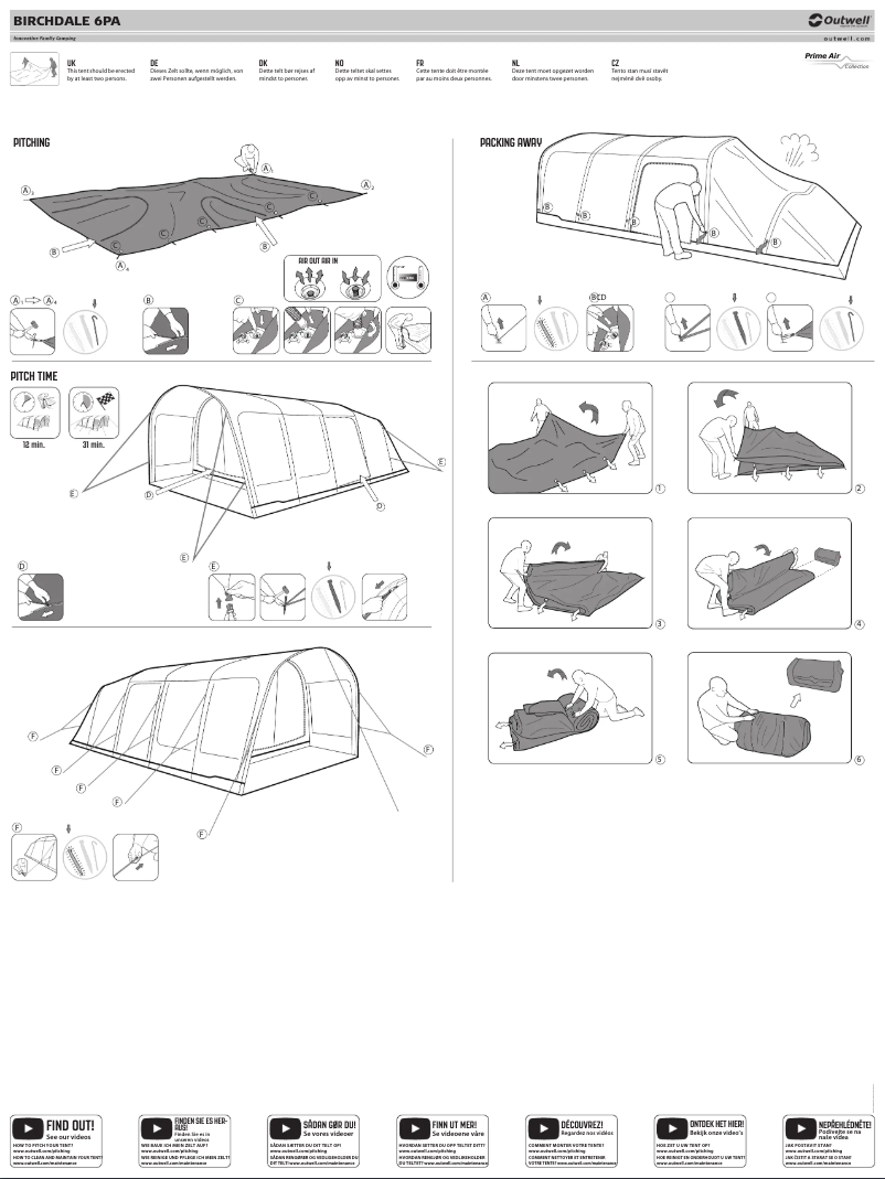 Page 1 de la notice Guide d'installation Outwell Birchdale 6PA