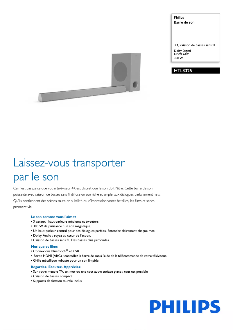 Image de la première page du manuel de l'appareil HTL3325