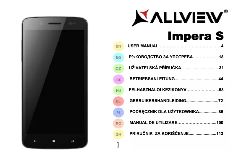Page 1 de la notice Manuel utilisateur Allview Impera S