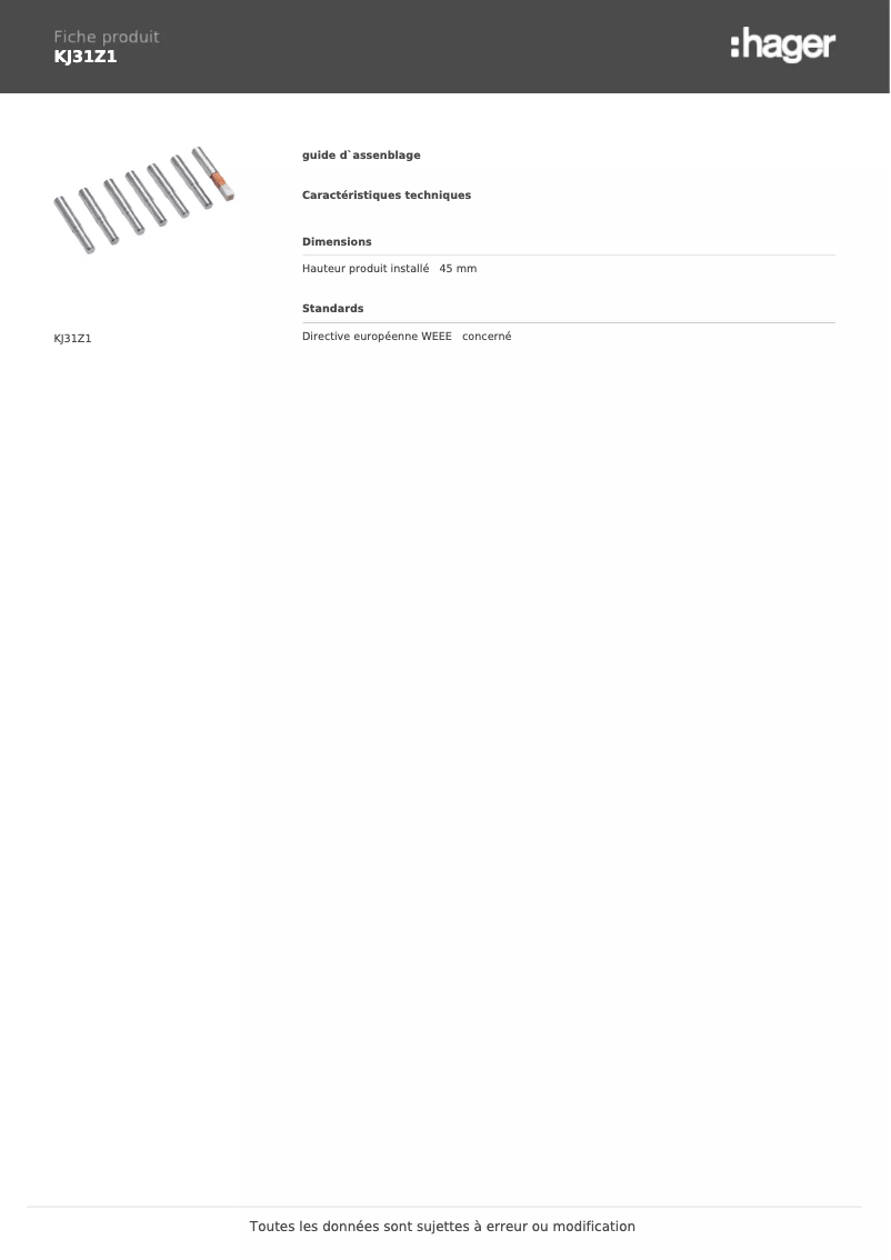 Image de la première page du manuel de l'appareil KJ31Z1