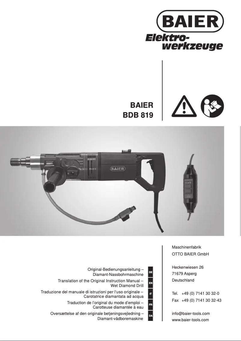 Page 1 de la notice Manuel utilisateur Baier BDB 819