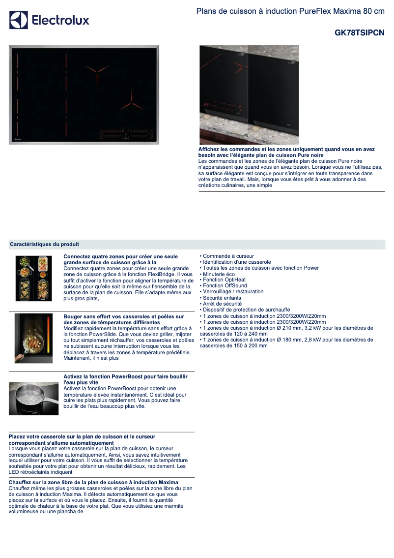 Page n°1 - Fiche technique Electrolux GK78TSIPCN