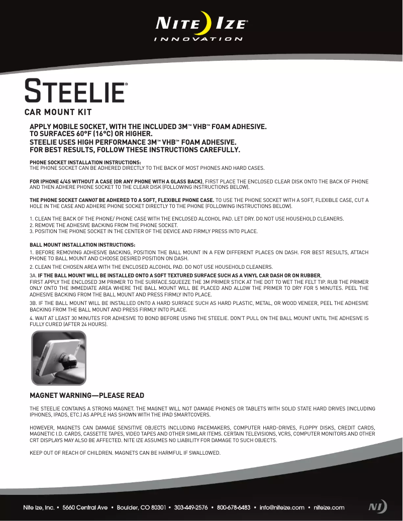 Page n°1 - Manuel utilisateur Nite Ize NI-STCK-11-R8