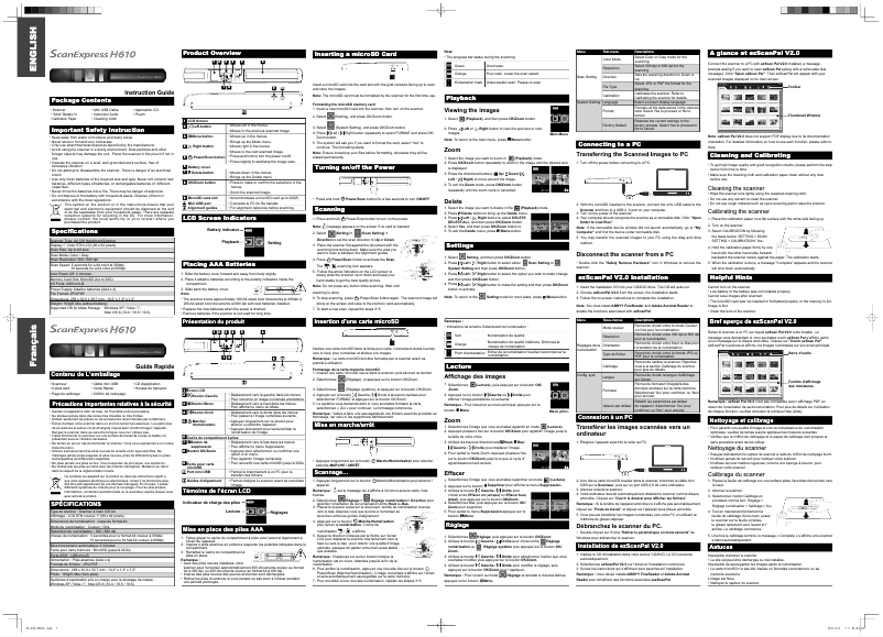Page n°1 - Manuel utilisateur Mustek ScanExpress H610
