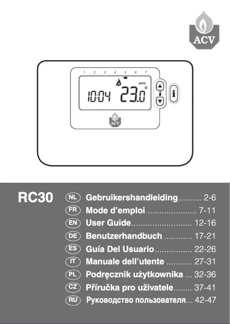 Image de la première page du manuel de l'appareil RC30